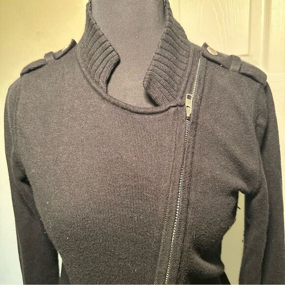 Banana Republic Black Cowl Neck Sweater with Asymmetric Zipper - Picture 4 of 6